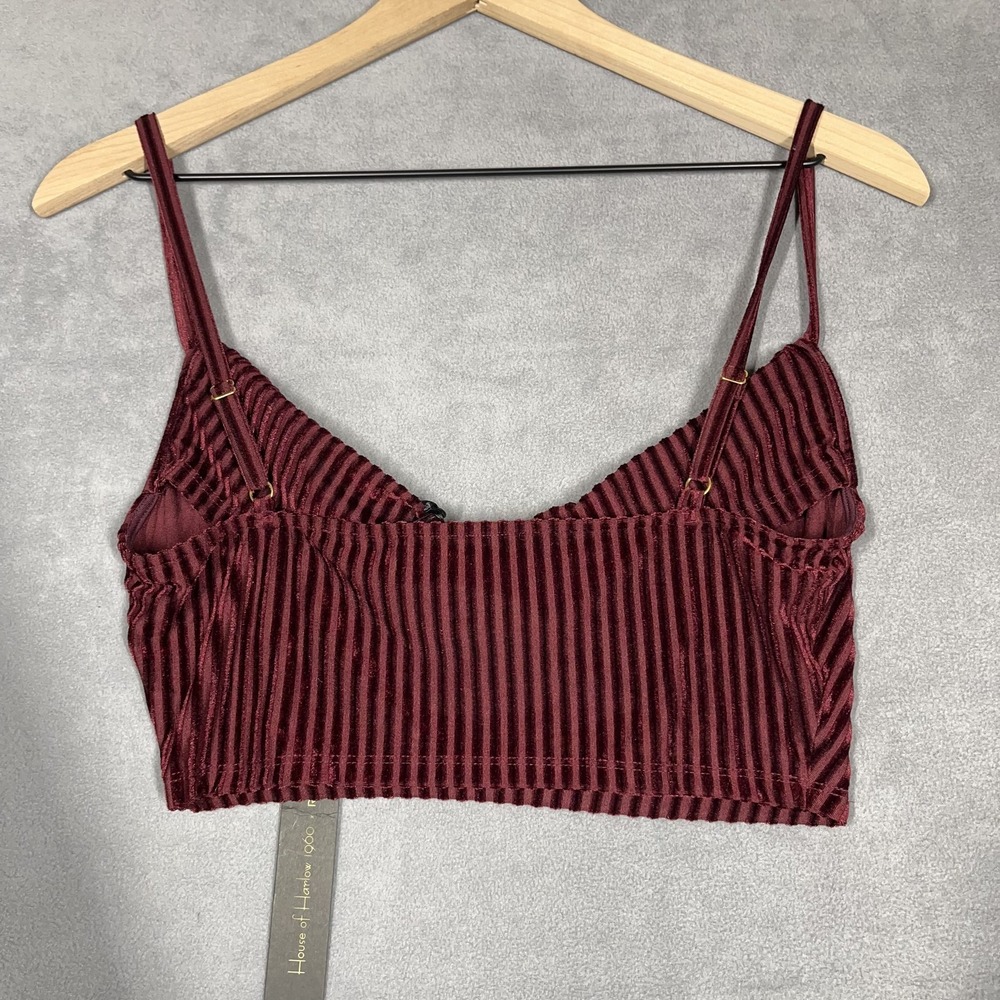 NWT House of Harlow 1960 x REVOLVE Crop Top Burgundy Ribbed Velvet Glam Size XS - Picture 2 of 8